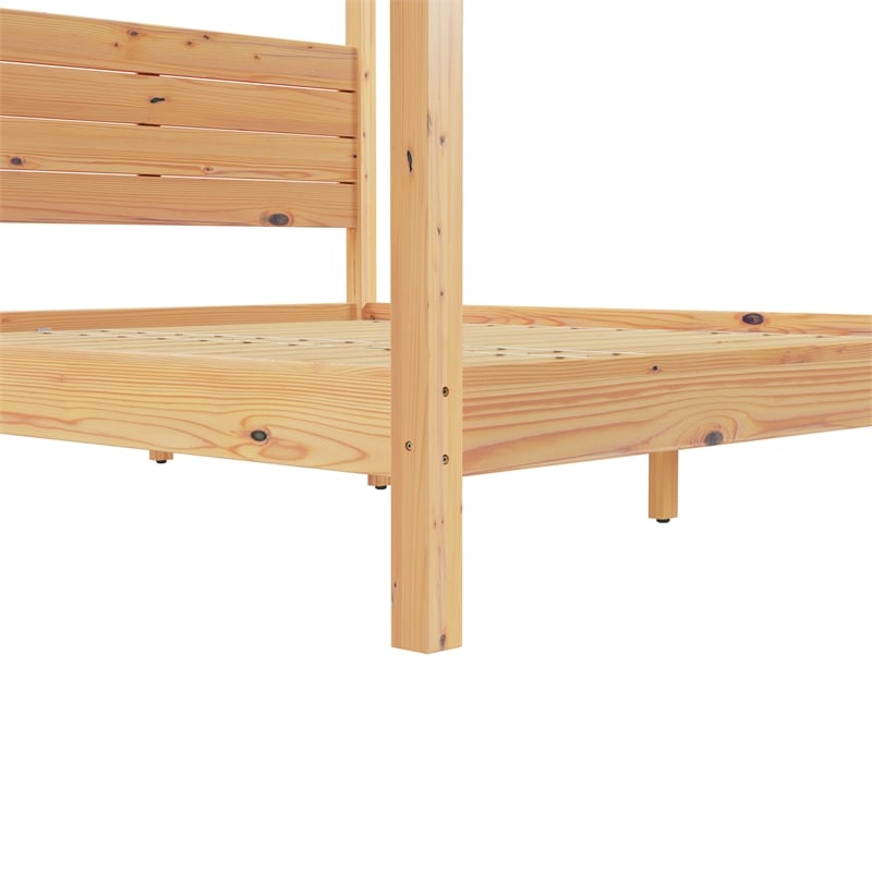 Pemberley Row Wood Natural Canopy Bed King Size Slatted Headboard 78.76