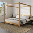 Pemberley Row Wood Natural Canopy Bed King Size Slatted Headboard 78.76
