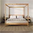 Pemberley Row Wood Natural Canopy Bed King Size Slatted Headboard 78.76
