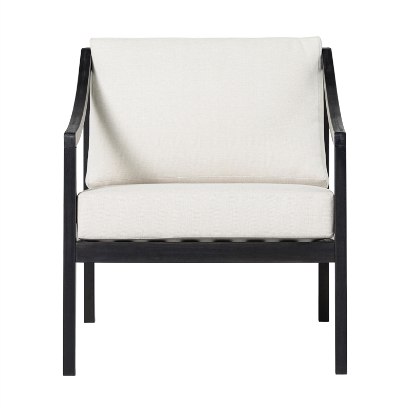 Pemberly Row Modern Solid Wood Outdoor Curved Arm Club Chair - Black Wash