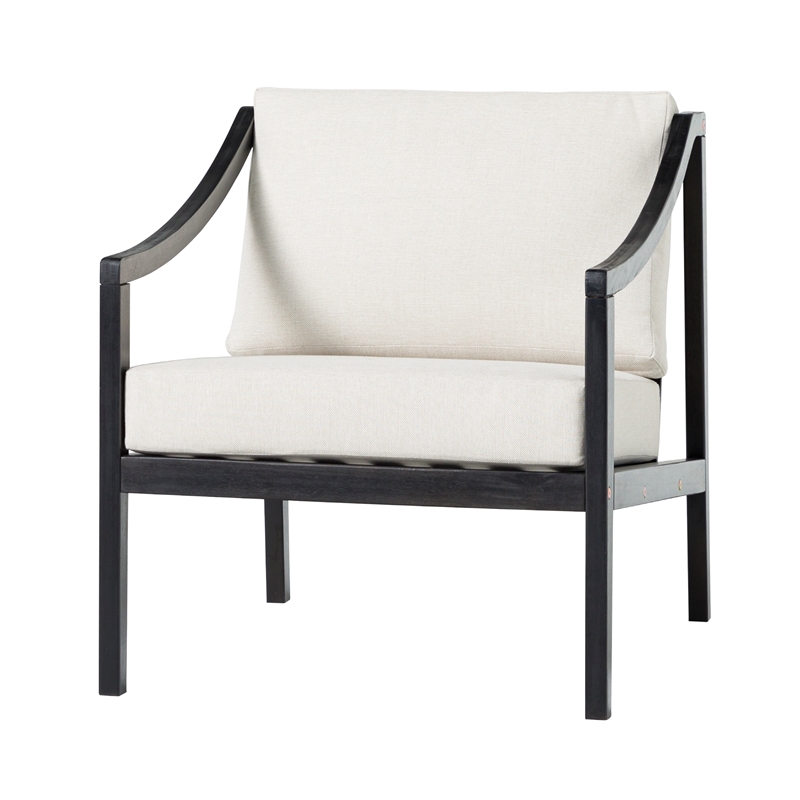 Pemberly Row Modern Solid Wood Outdoor Curved Arm Club Chair - Black Wash