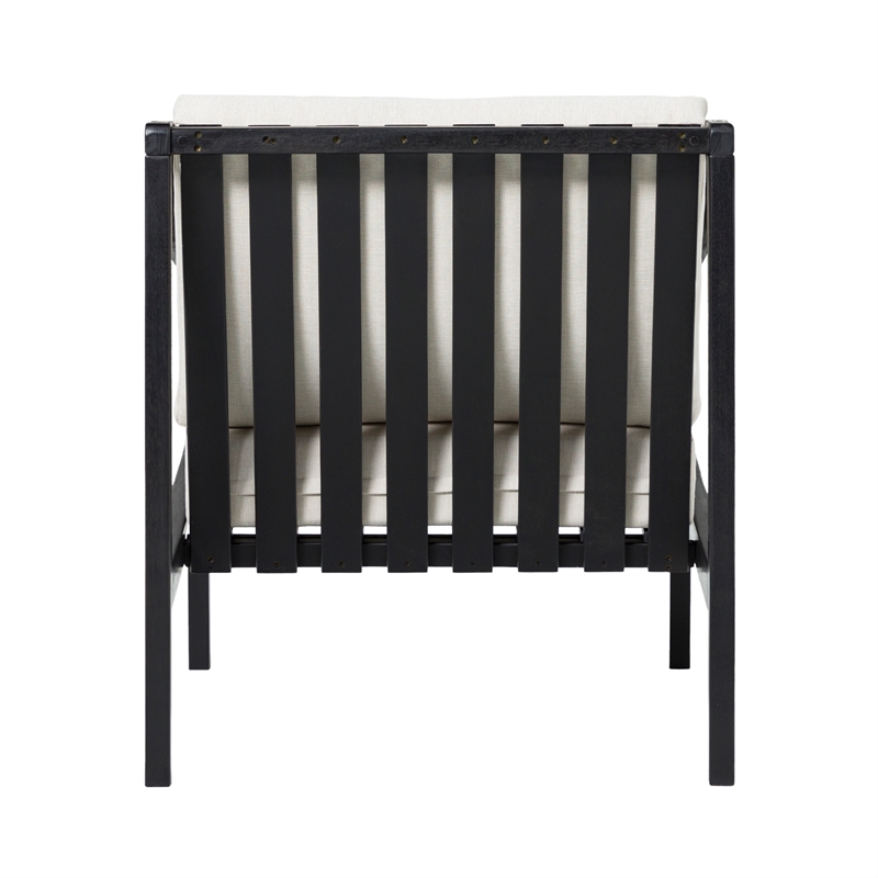 Pemberly Row Modern Solid Wood Outdoor Curved Arm Club Chair - Black Wash