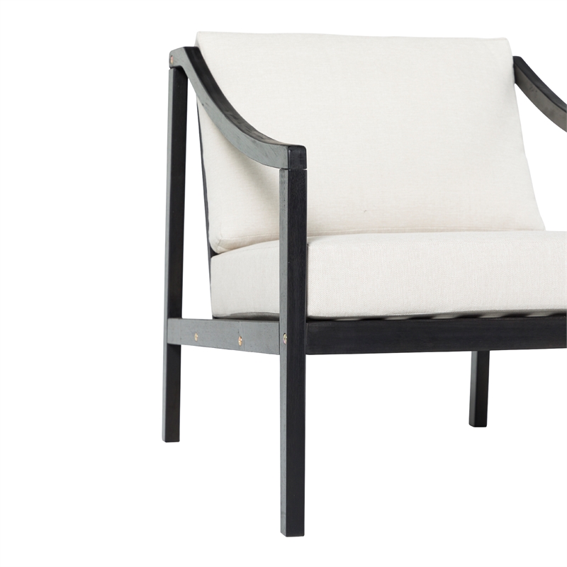 Pemberly Row Modern Solid Wood Outdoor Curved Arm Club Chair - Black Wash