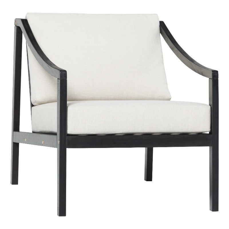 Pemberly Row Modern Solid Wood Outdoor Curved Arm Club Chair - Black Wash