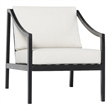 Pemberly Row Modern Solid Wood Outdoor Curved Arm Club Chair - Black Wash