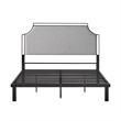 Pemberly Row Upholstered Transitional Metal Queen Size Bed in Gray