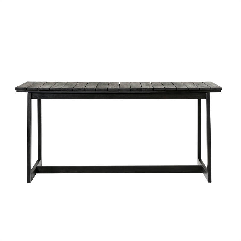 Pemberly Row Modern Solid Wood Outdoor Slat-Top Dining Table - Black Wash