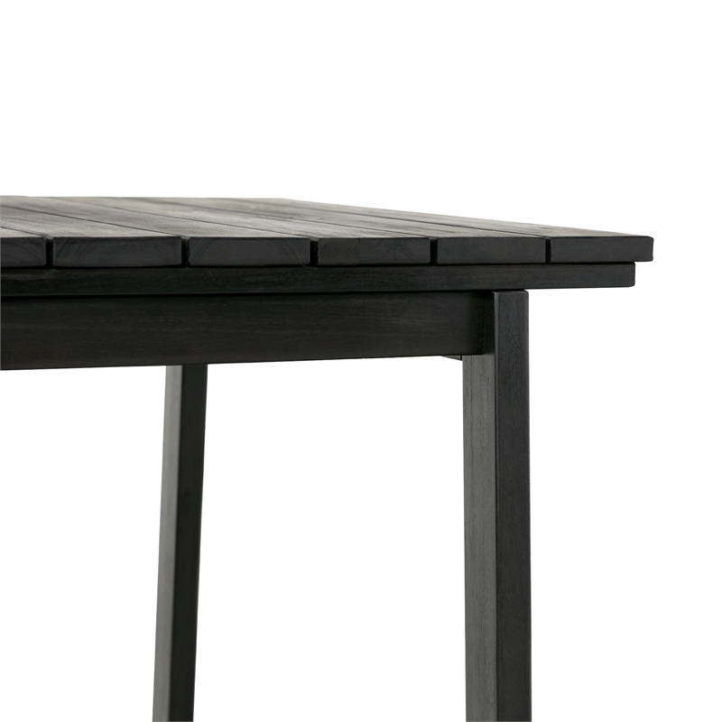 Pemberly Row Modern Solid Wood Outdoor Slat-Top Dining Table - Black Wash