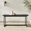 Pemberly Row Modern Solid Wood Outdoor Slat-Top Dining Table - Black Wash