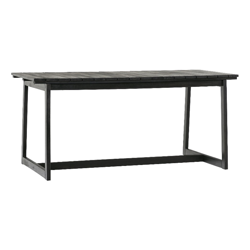 Pemberly Row Modern Solid Wood Outdoor Slat-Top Dining Table - Black Wash