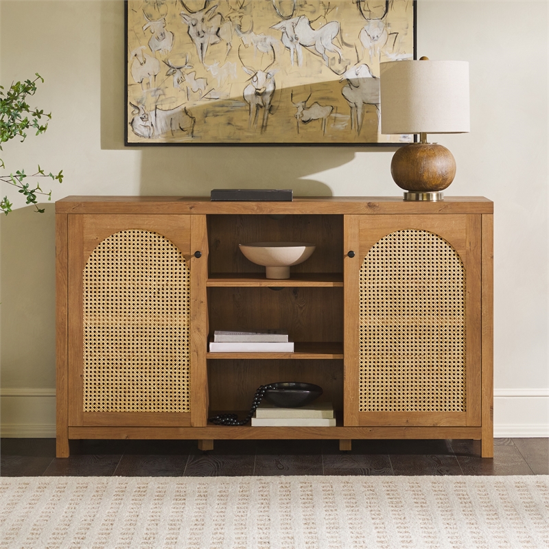Pemberley Row Rattan English Oak Sideboard Rectangular 58
