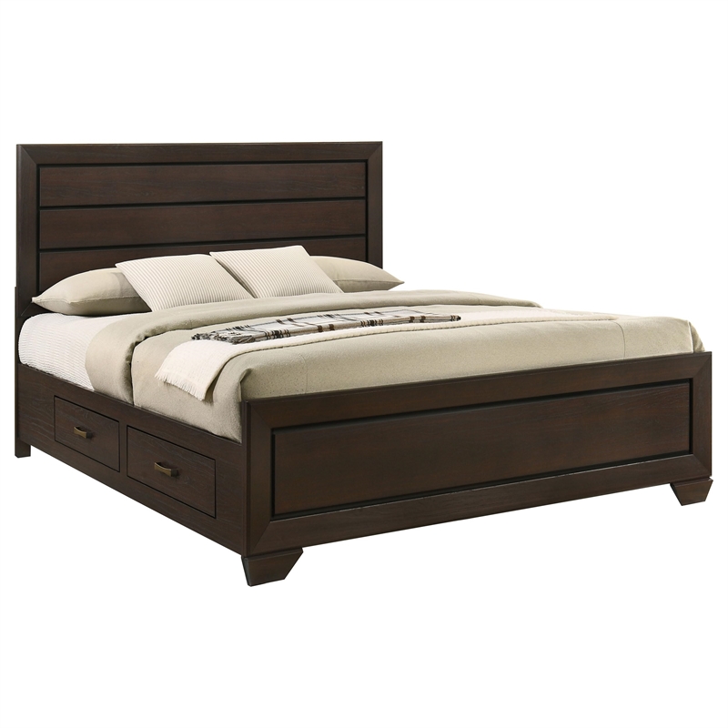 Pemberly Row Wood Eastern King Storage Platform Bed in Dark Cocoa