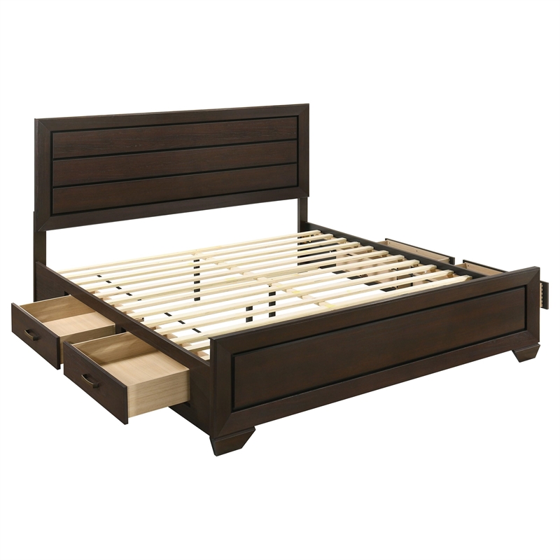 Pemberly Row Wood Eastern King Storage Platform Bed in Dark Cocoa