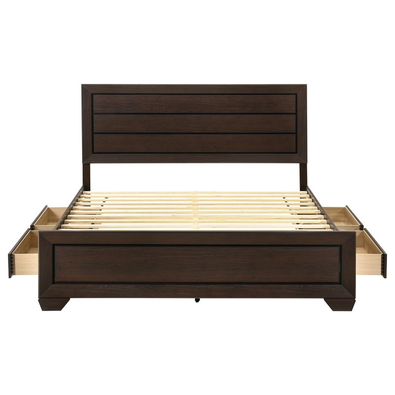 Pemberly Row Wood Eastern King Storage Platform Bed in Dark Cocoa