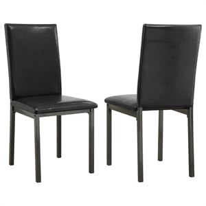 Pemberly Row Upholstered Faux Leather Dining Chairs in Black