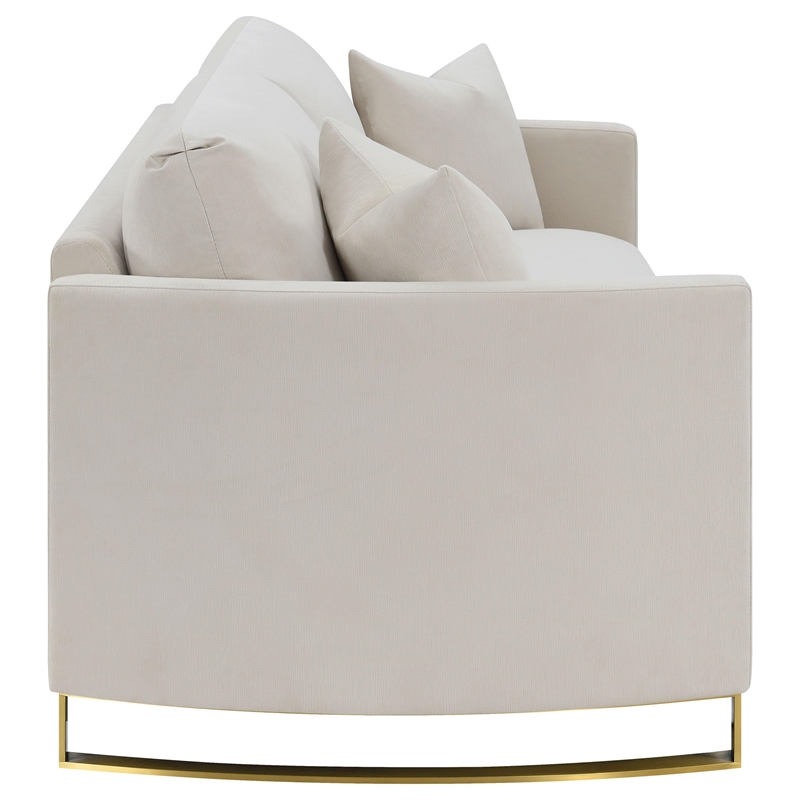 Pemberly Row Contemporary Upholstered Arched Arms Sofa in Beige