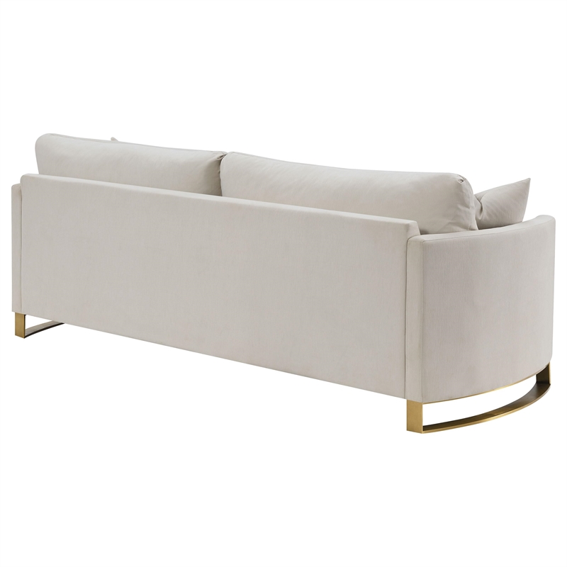 Pemberly Row Contemporary Upholstered Arched Arms Sofa in Beige