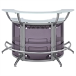 Pemberley Row Metal Silver Bar Unit Demilune Smoked Acrylic Features Stemware Rack 63