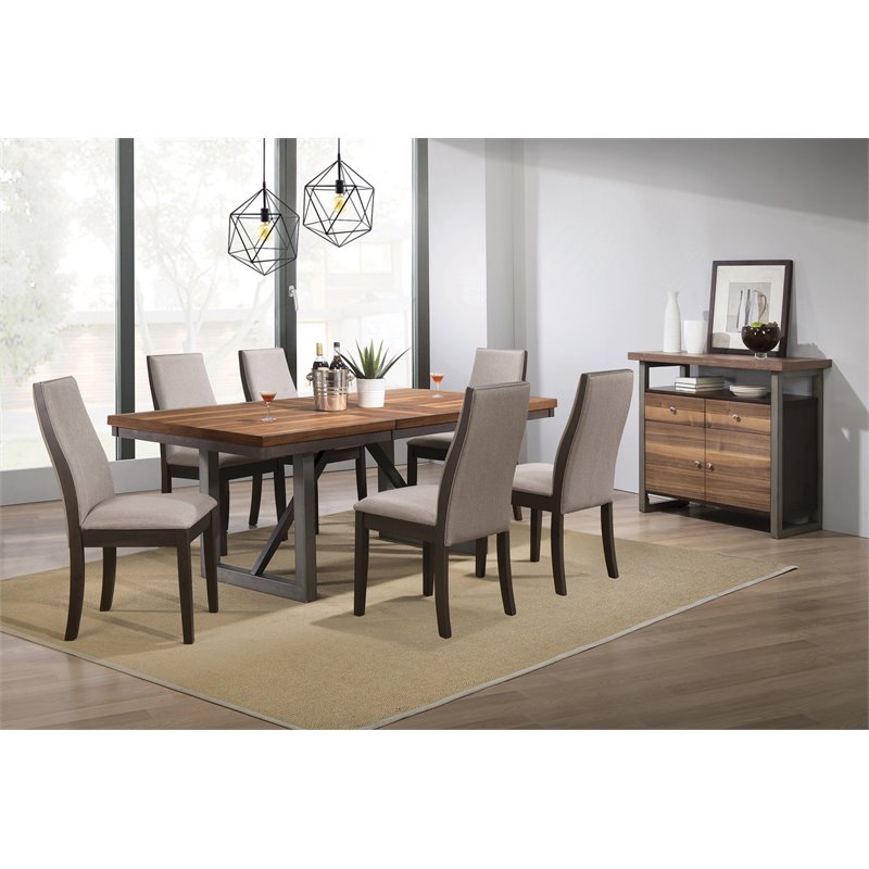 Pemberley Row Asian Hardwood Walnut Dining Room Set Rectangular Extension Leaf Seats 6 Assembly Required