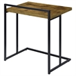 Pemberly Row Rectangular Modern Metal Snack Table in Black/Brown