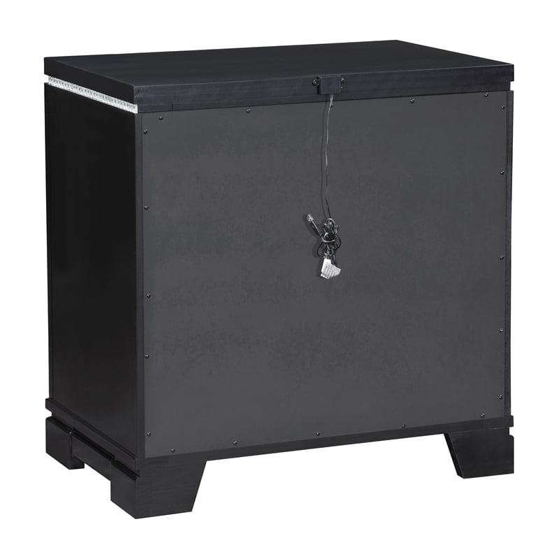 Pemberly Row Contemporary 3-Drawer Wood Nightstand in Black Finish