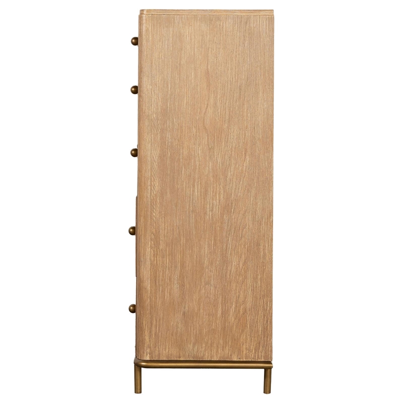 Pemberly Row Contemporary 5-Drawer Wood Chest in Sand Wash Finish