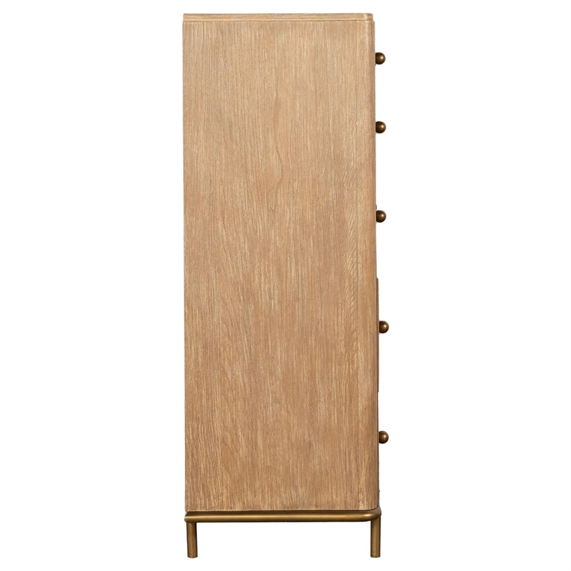 Pemberly Row Contemporary 5-Drawer Wood Chest in Sand Wash Finish