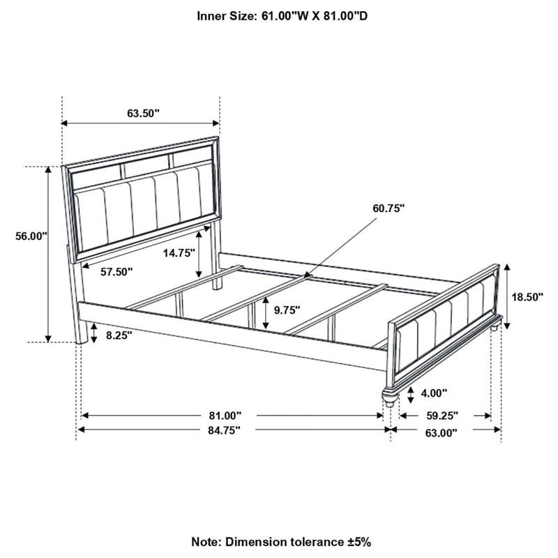 Pemberly Row Wood Queen Upholstered Panel Bed in White and Gray