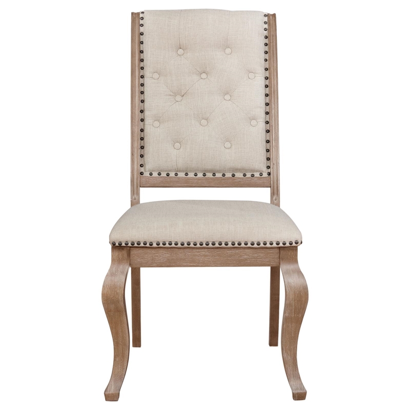 Pemberley Row Fabric Cream Side Chairs Rectangular Tufted 41.25