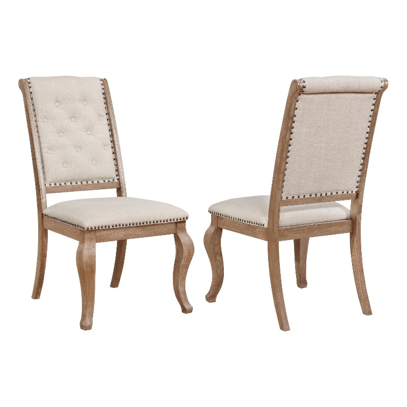 Pemberley Row Fabric Cream Side Chairs Rectangular Tufted 41.25