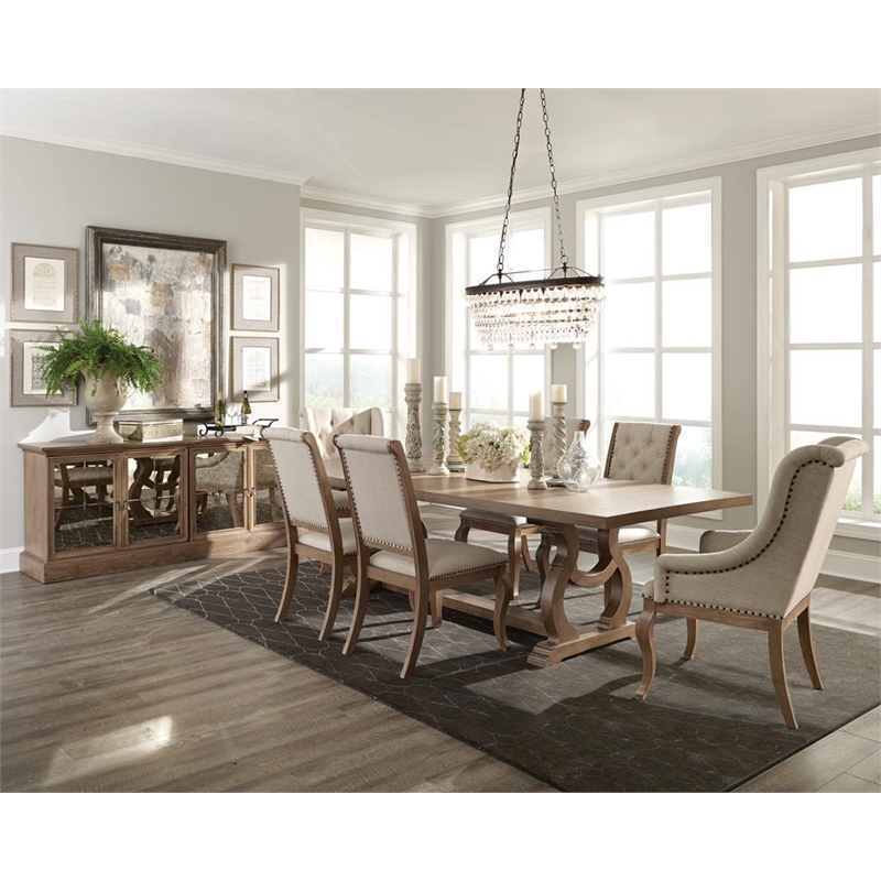 Pemberly Row Transitional Wood Cove 4-door Server in Barley Brown