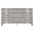 Pemberly Row Contemporary 9-Drawer Wood Dresser in Silver Oak