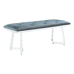 Pemberly Row Modern Velvet Upholstered Tufted Bench Dark Gray