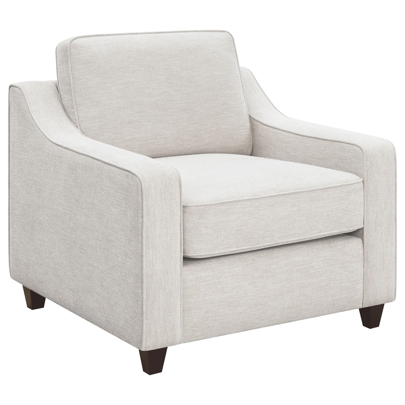 Pemberly Row Contemporary Upholstered Cushion Back Chair in Beige