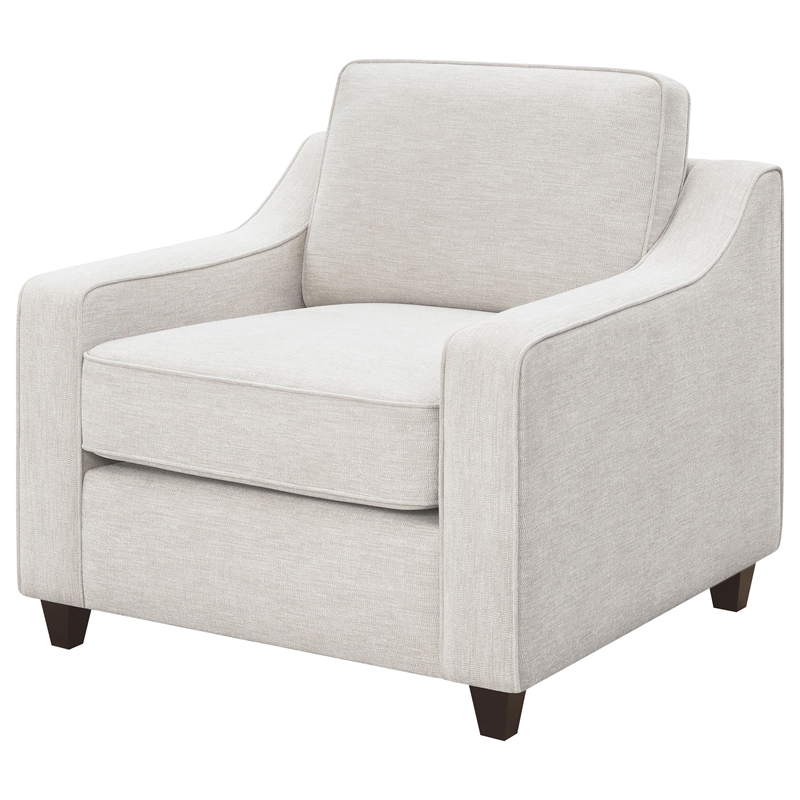 Pemberly Row Contemporary Upholstered Cushion Back Chair in Beige