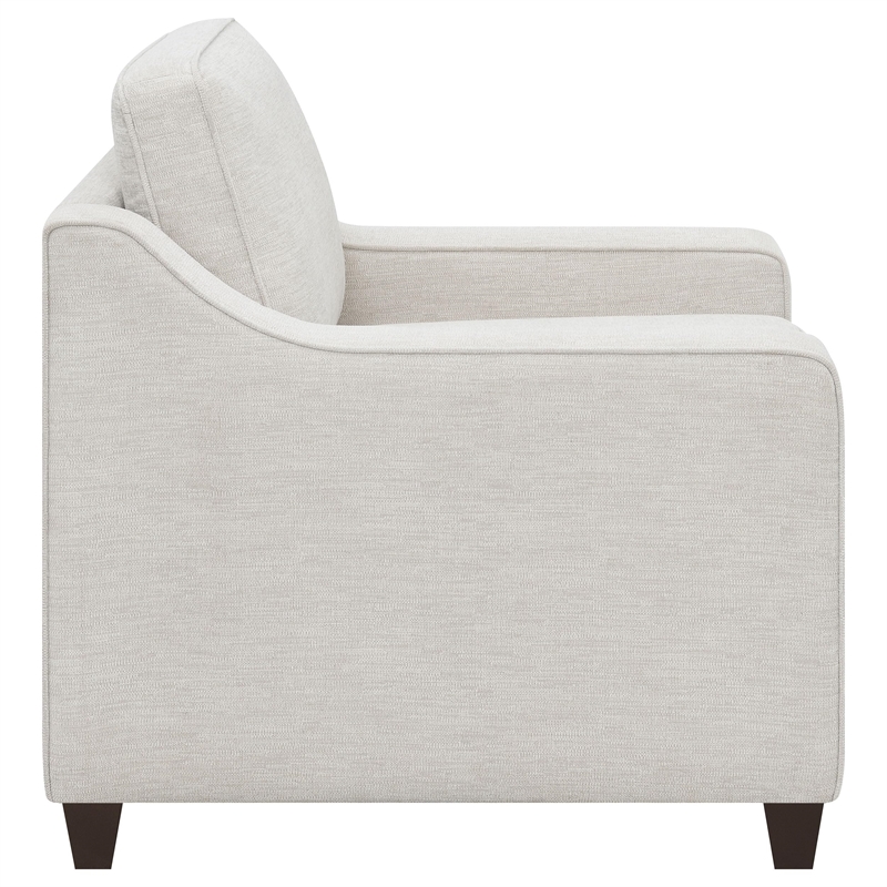 Pemberly Row Contemporary Upholstered Cushion Back Chair in Beige