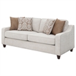 Pemberly Row Contemporary Upholstered Cushion Back Sofa in Beige