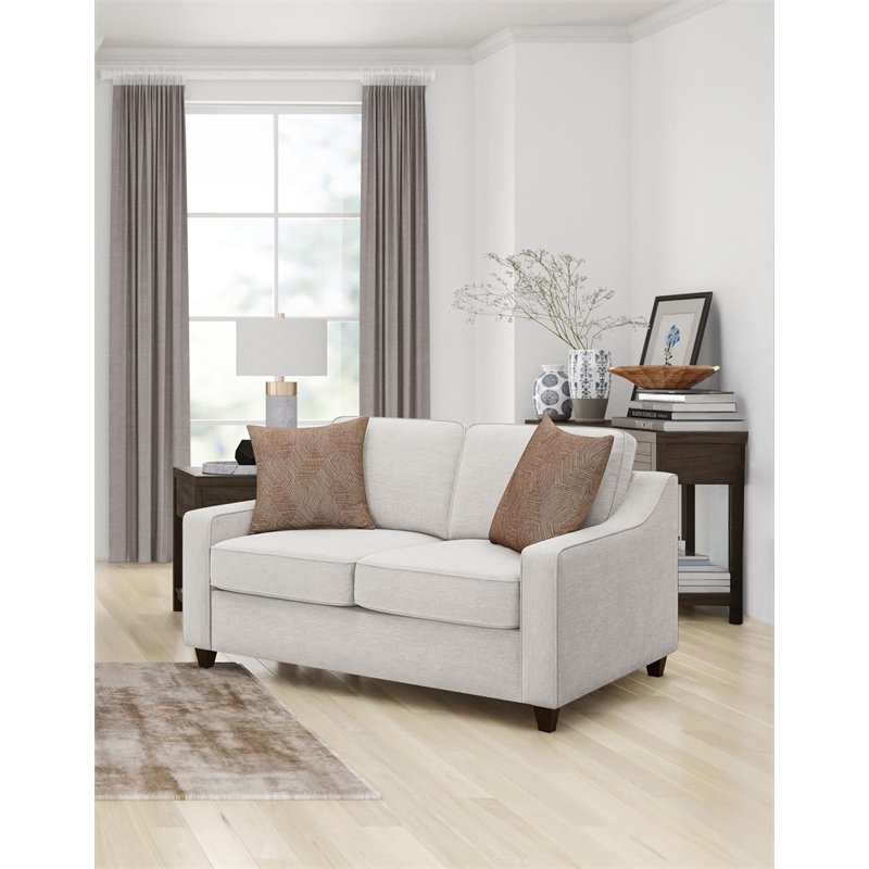 Pemberly Row Contemporary Upholstered Cushion Back Loveseat Beige