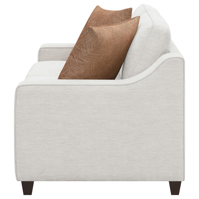 Pemberly Row Contemporary Upholstered Cushion Back Loveseat Beige