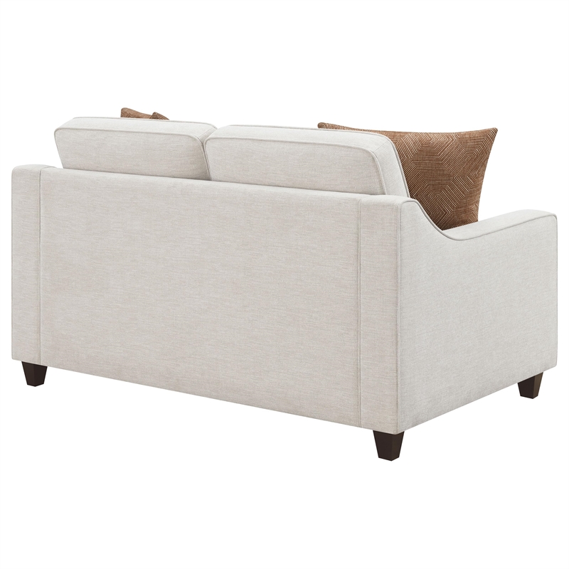 Pemberly Row Contemporary Upholstered Cushion Back Loveseat Beige