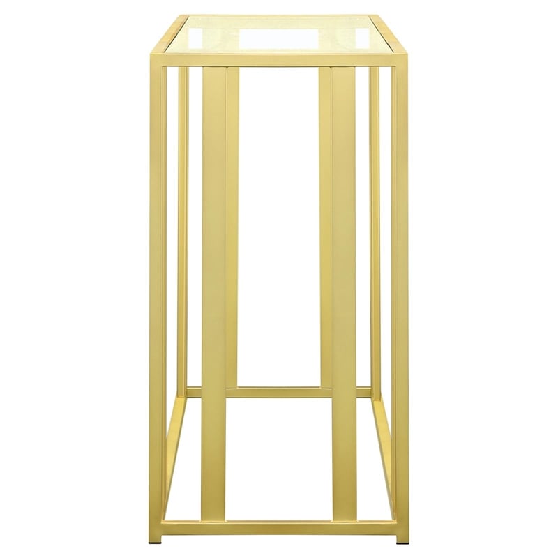 Pemberly Row Contemporary Metal Frame Sofa Table in Matte Brass