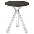 Pemberly Row Metal Round Wood Top Bar Table Dark Oak and Chrome