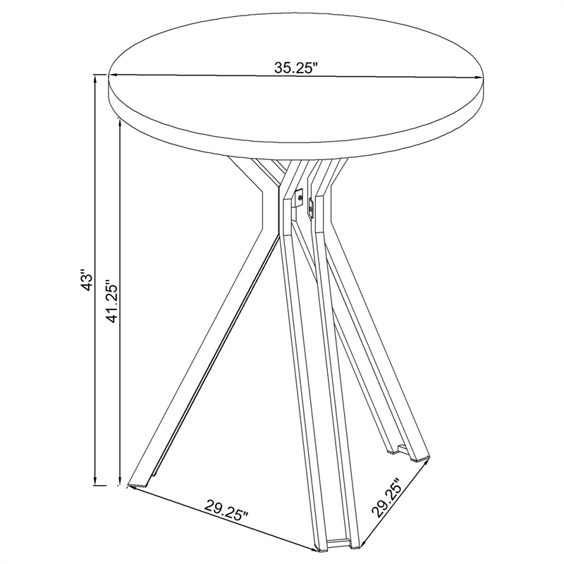Pemberly Row Metal Round Wood Top Bar Table Dark Oak and Chrome