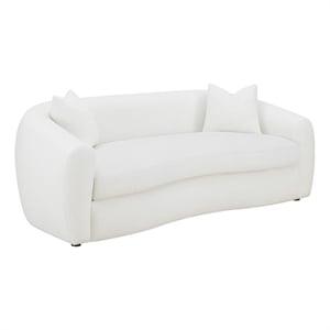 Pemberly Row Modern Fabric Upholstered Tight Back Sofa White