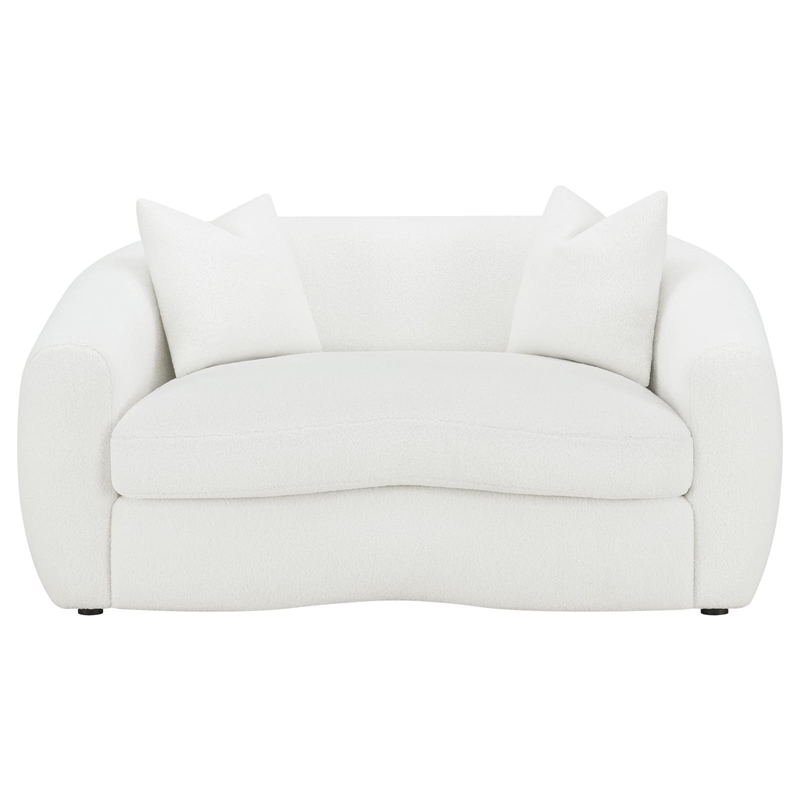 Pemberly Row Modern Fabric Upholstered Tight Back Loveseat White