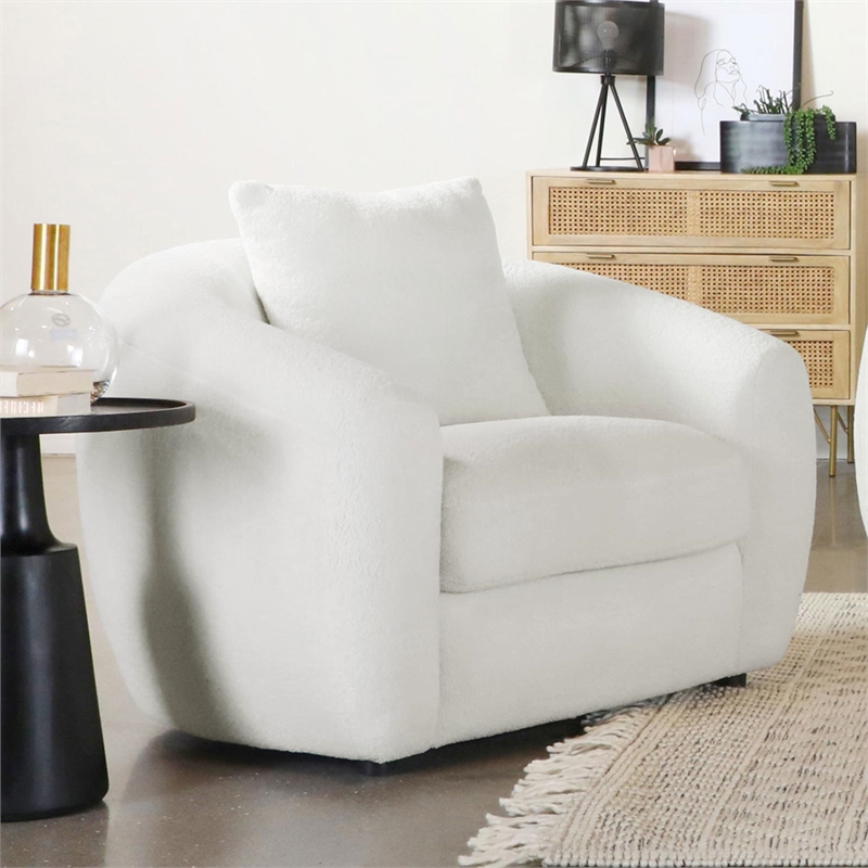 Pemberly Row Modern Fabric Upholstered Tight Back Chair White