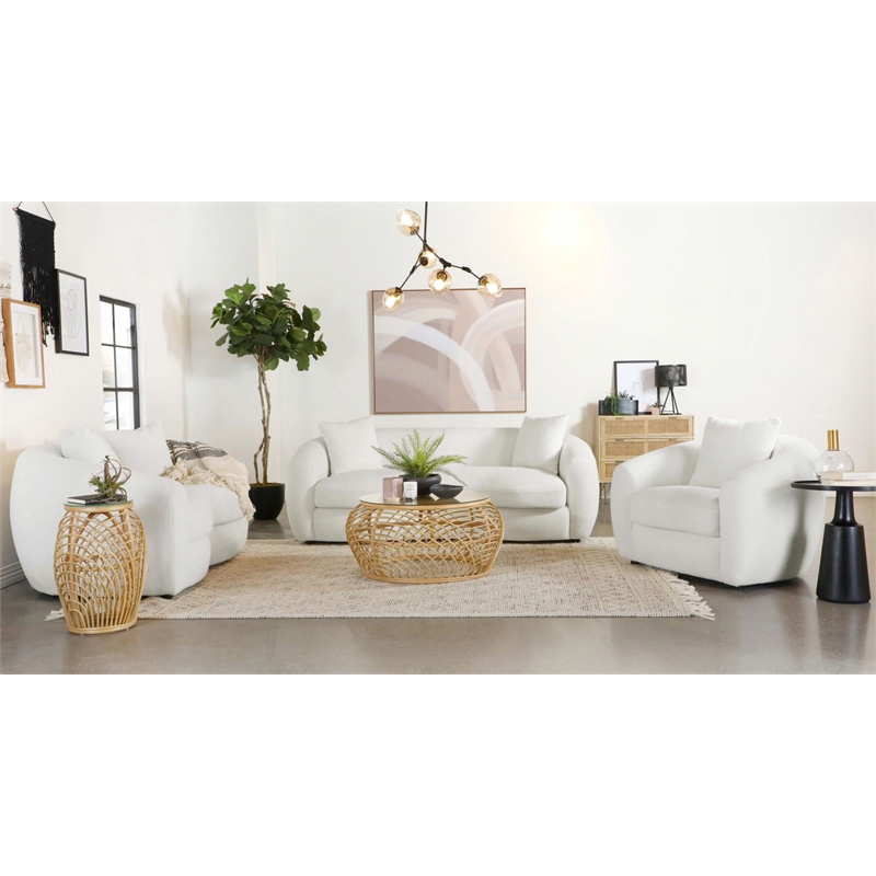 Pemberly Row Modern Fabric Upholstered Tight Back Chair White