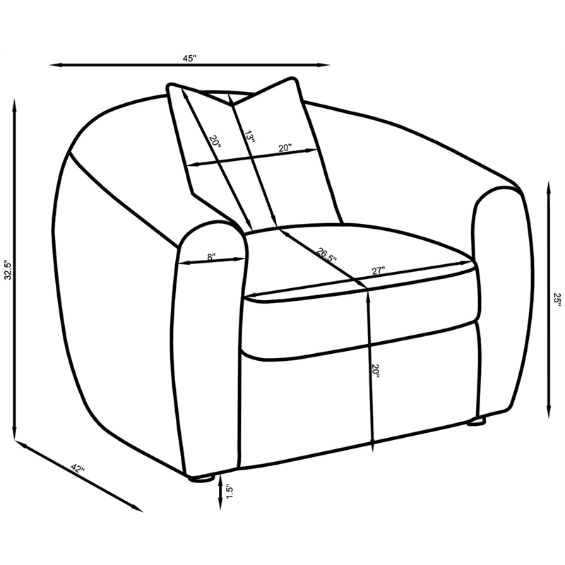 Pemberly Row Modern Fabric Upholstered Tight Back Chair White