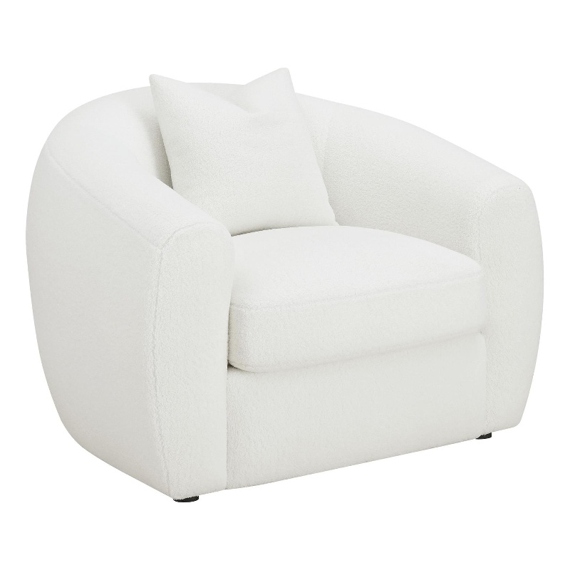 Pemberly Row Modern Fabric Upholstered Tight Back Chair White