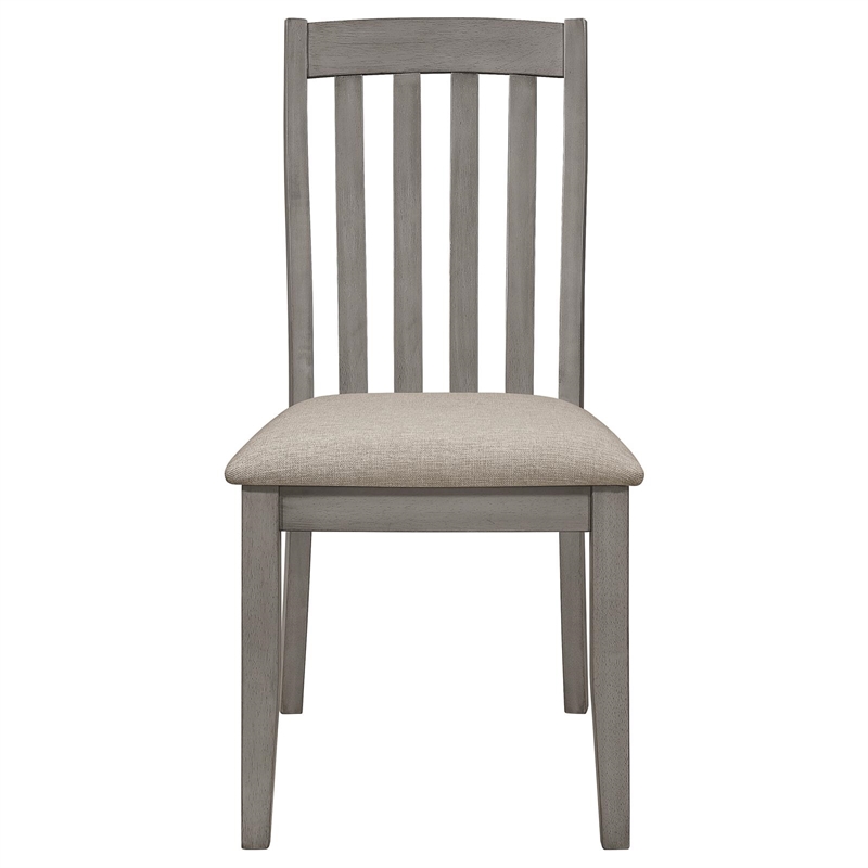 Pemberly Row Contemporary Wood Slat Back Side Chairs Coastal Gray